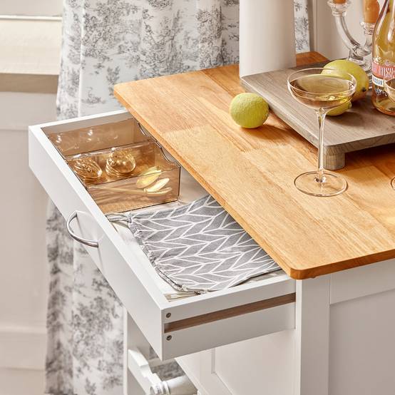 SoBuy Desserte de Cuisine Roulante avec Plateau en Bois, Tiroir, Porte-Bouteilles et Portes, Blanche, 67x87x37cm, FKW45-WN - Image 5