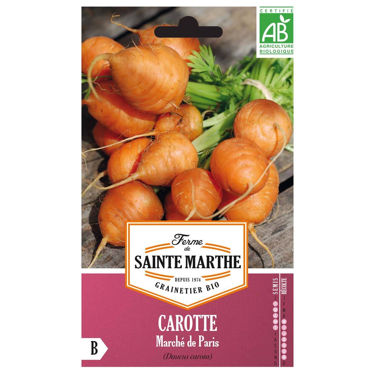 Promesse de Fleurs - Carotte Marché de Paris Bio - Ferme de Sainte Marthe le sachet de 1500 graines environ