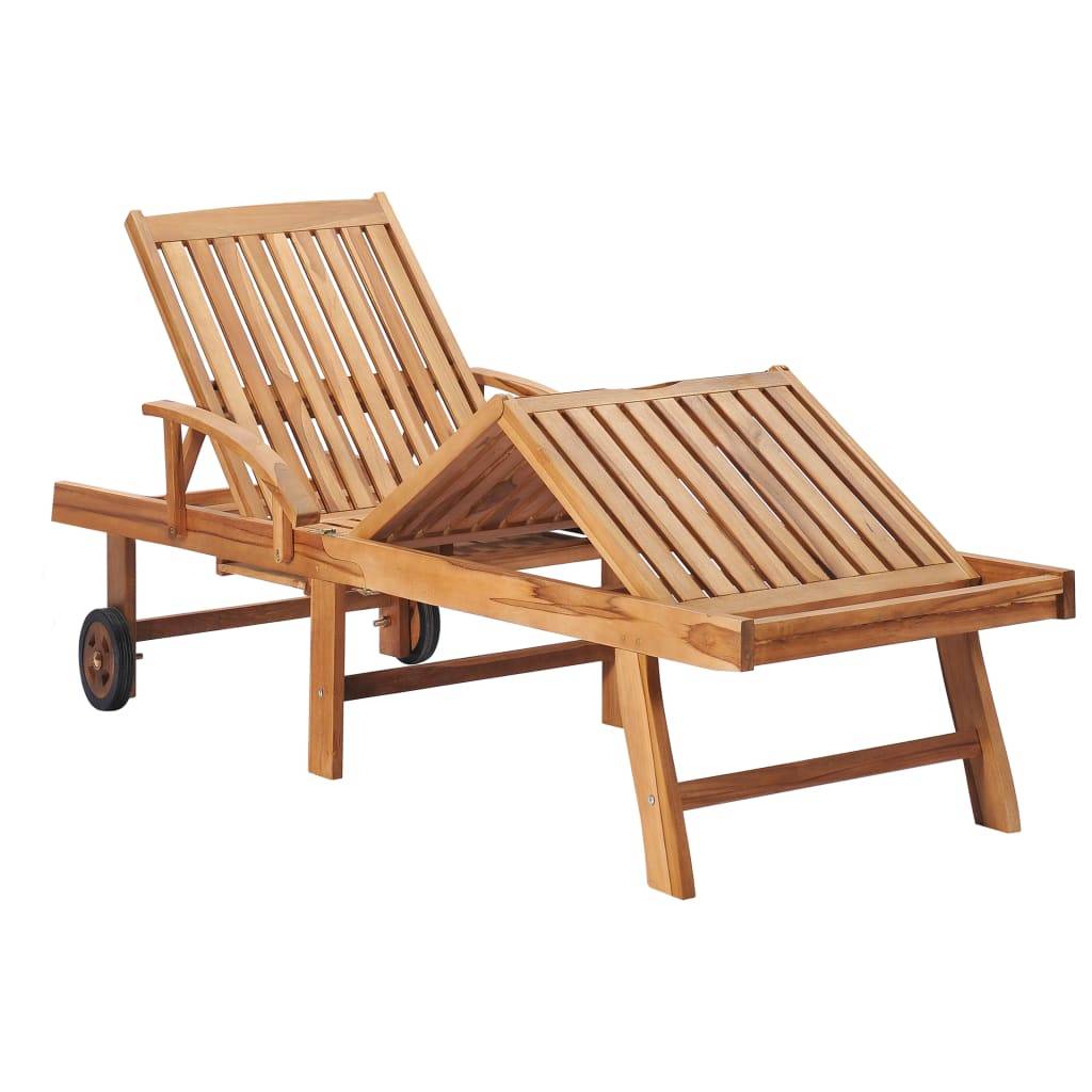 Helloshop26 - Lot de 2 transats chaise longue bain de soleil lit de jardin terrasse meuble d'extérieur avec table et coussin bois de teck solide - Image 3