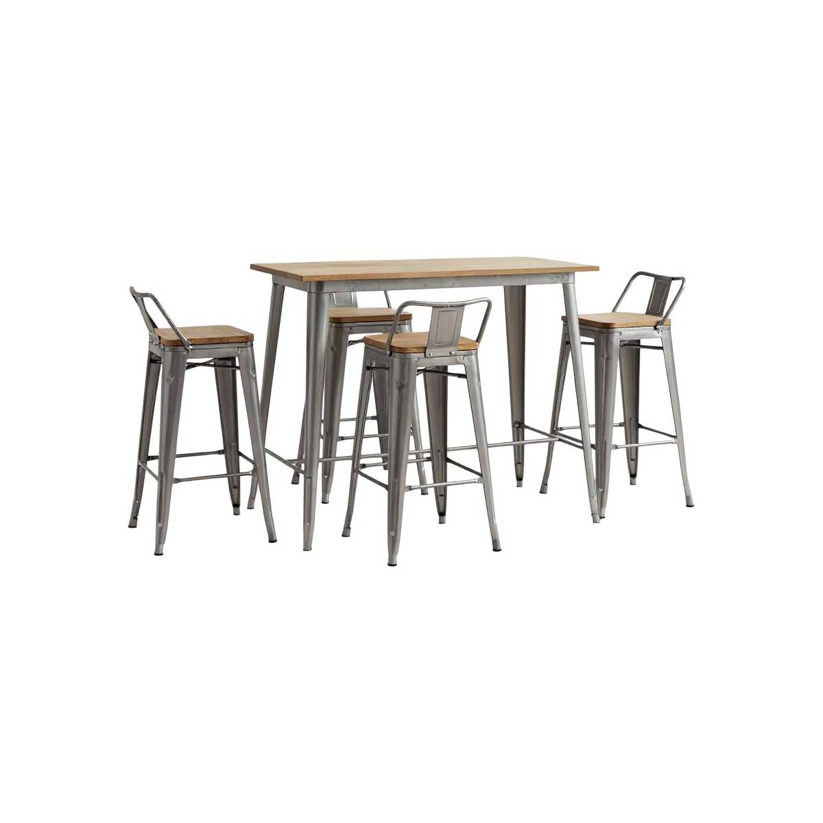 Aubry Gaspard - Ensemble table haute et tabourets métal industriel - Image 1