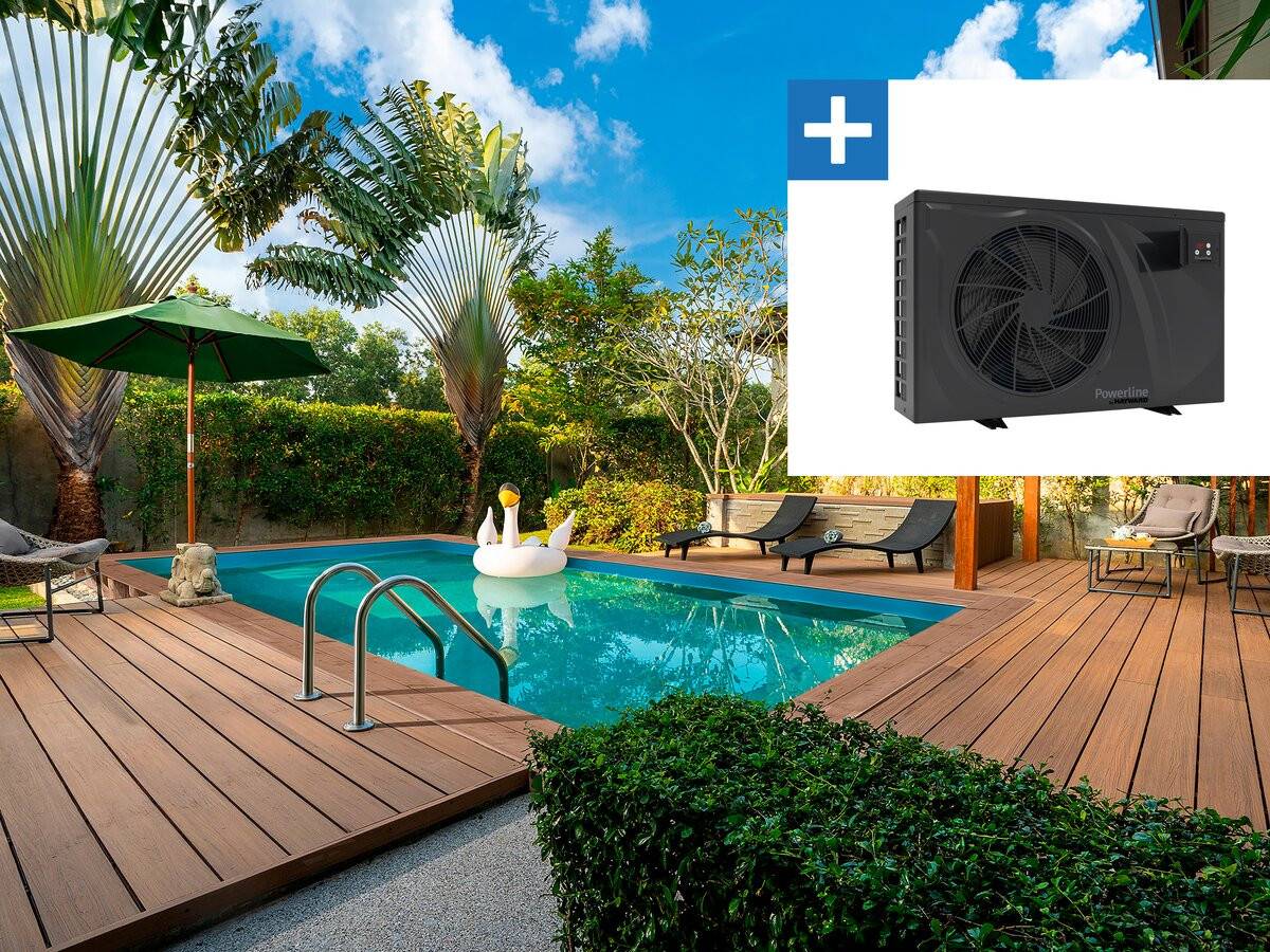 Habitat Et Jardin - Piscine Bois Rectangle " Panama "- 6.20 X 4.10 X 1.45 M + Pompe à Chaleur 6 Kw/h Inverter "powerline By Hayward" - Noir -habitat Et Jardin - Image 1