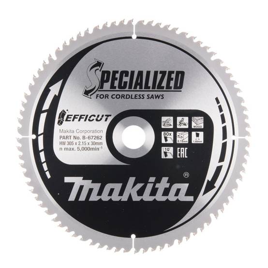 Makita - Lames carbure "EFFICUT" pour bois, pour scies radiales à batterie MAKITA - taille Ø 216 mm x 45 Dents - MAKITA ACCESSOIRES - Image 5