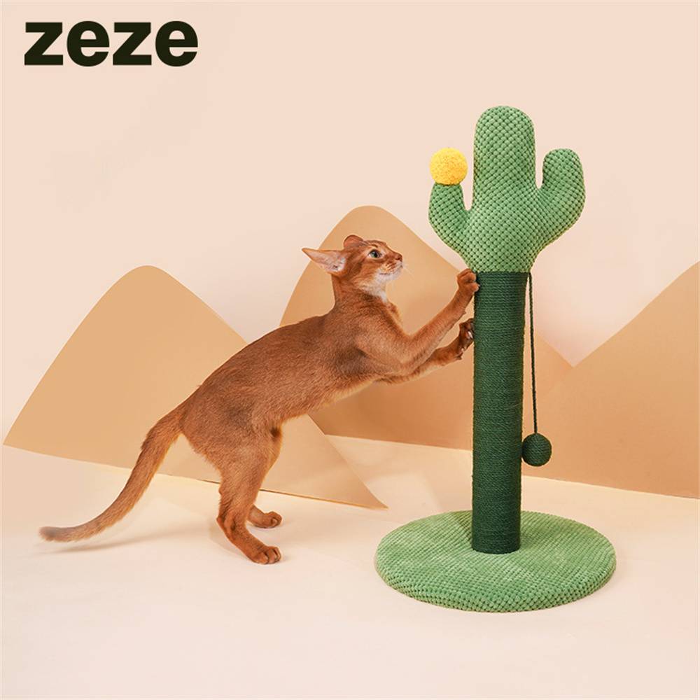 Griffoir en forme d'arbre cactus pour chat, en sisal avec boule jouet, facile à assembler Lytech - Image 2