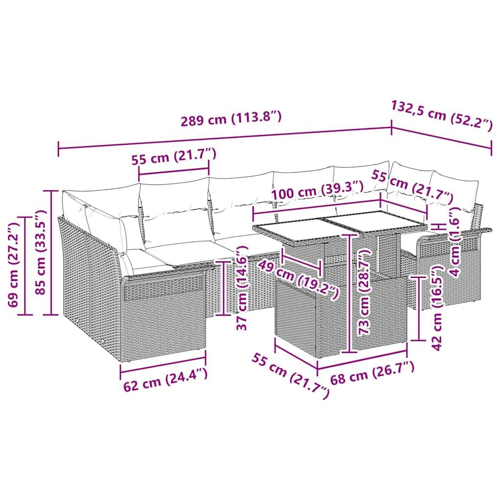 ComfortXL - Salon de jardin 8 pcs Gris clair polyrotin 7 places avec table modulable – ComfortXL Outdoor Living - Image 3