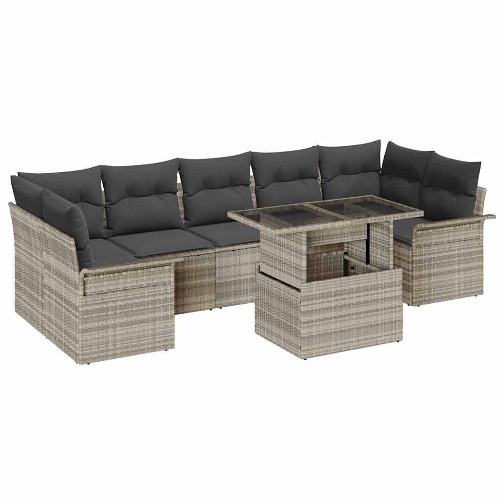 ComfortXL - Salon de jardin 8 pcs Gris clair polyrotin 7 places avec table modulable – ComfortXL Outdoor Living - Image 2