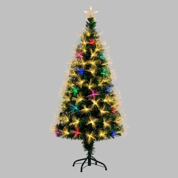 Lotti - Sapin lumineux fibre optique 130CM LED Blanc chaud et multicouleur RGB Lotti - Image 1