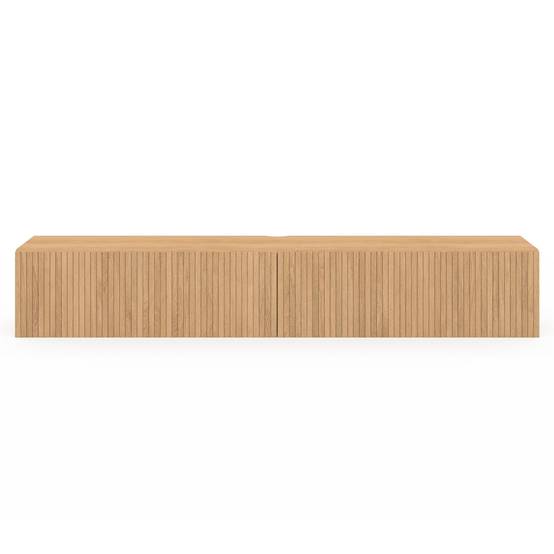 Meuble TV 180 cm suspendu JULIETTE 2 portes lattes tasseau bois coloris chêne - Image 3