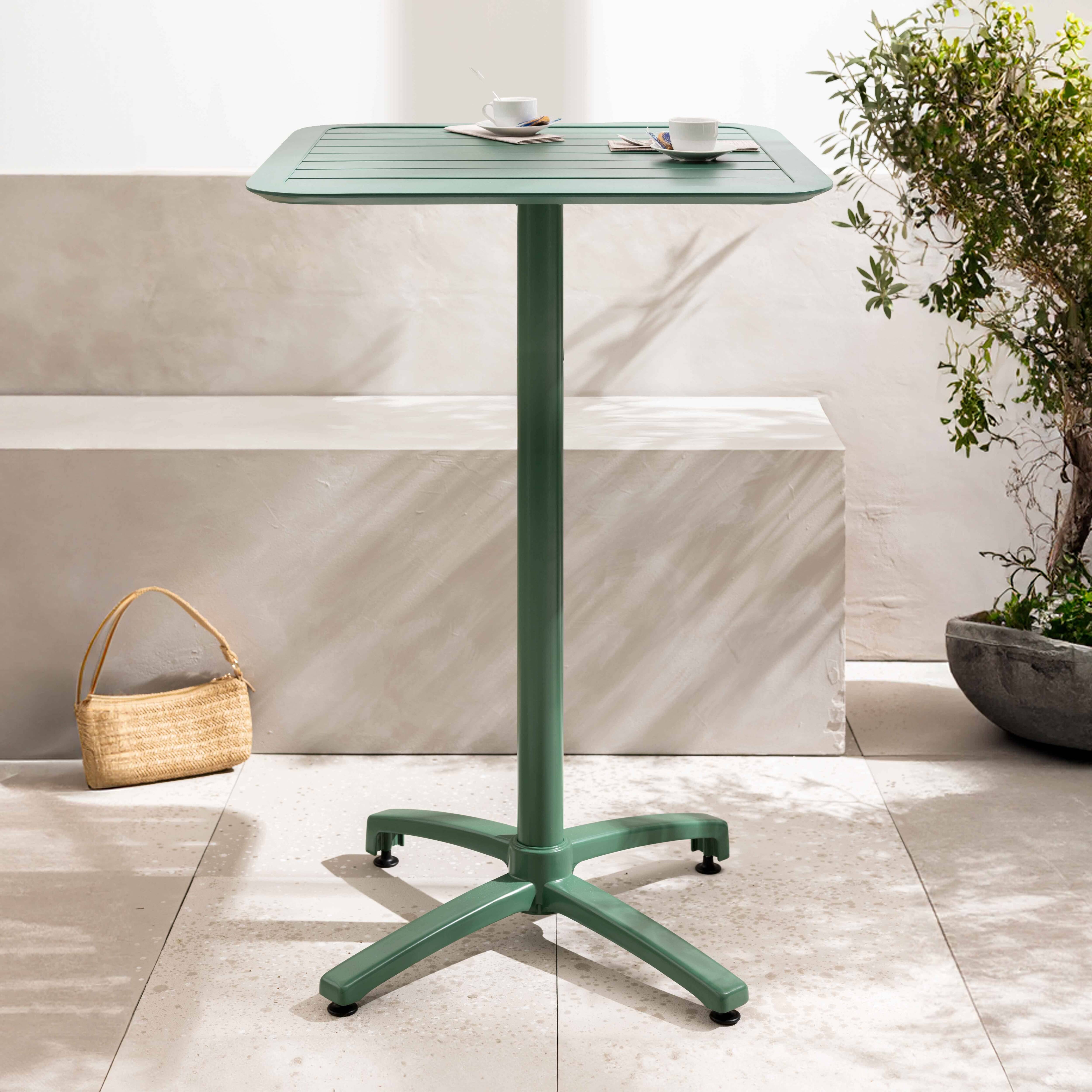 Oviala - Table haute 60x60 cm inclinable de terrasse en aluminium vert foncé Almada - Oviala - Image 2