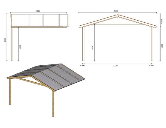 Altanka - Avant-toit en bois 4x3m pour le chalet de jardin 4m, traité, marron - DOM541 - ALTANKA - Image 2