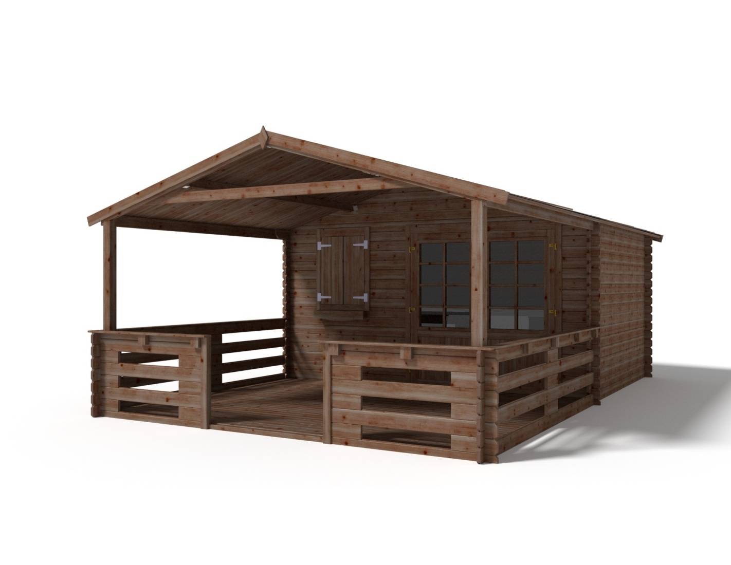 Altanka - Avant-toit en bois 4x3m pour le chalet de jardin 4m, traité, marron - DOM541 - ALTANKA - Image 3