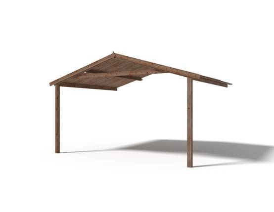 Altanka - Avant-toit en bois 4x3m pour le chalet de jardin 4m, traité, marron - DOM541 - ALTANKA - Image 1