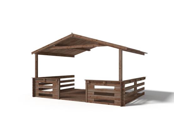 Altanka - Avant-toit en bois 4x3m pour le chalet de jardin 4m, traité, marron - DOM541 - ALTANKA - Image 4