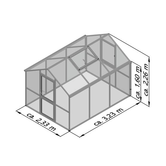 Serre de jardin 7,53m² aluminium et polycarbonate KGT Iris III, brut - Image 2