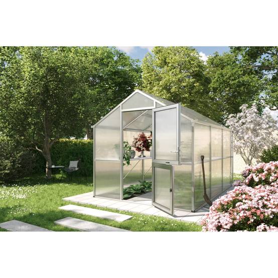 Serre de jardin 7,53m² aluminium et polycarbonate KGT Iris III, brut - Image 3