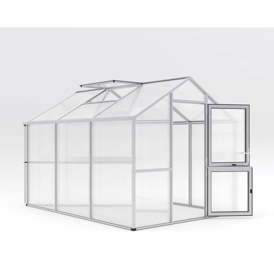 Serre de jardin 7,53m² aluminium et polycarbonate KGT Iris III, brut - Image 1