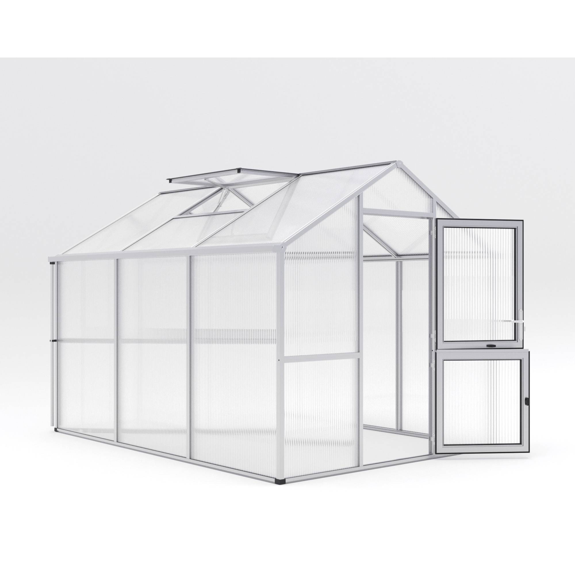 Serre de jardin 7,53m² aluminium et polycarbonate KGT Iris III, brut - Image 1