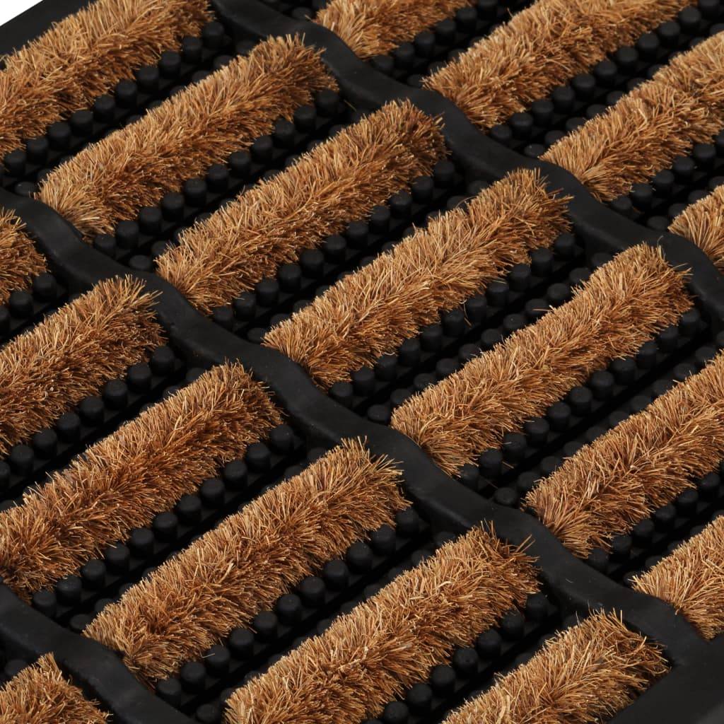 Tapis D'entrée Extérieur En Coco 40x60cm Avec Relief – Antidérapant, Caoutchouc Noir, Résistant Aux Intempéries