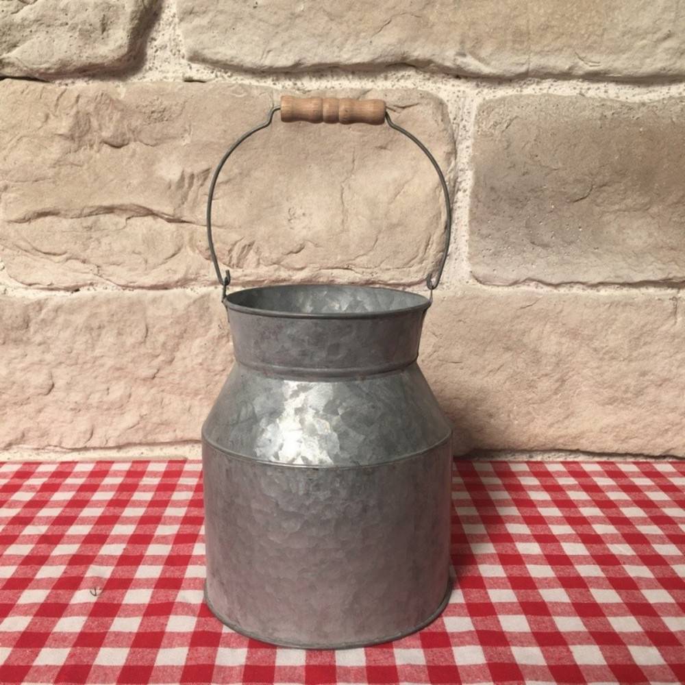 Chemin De Campagne - Pot à lait ancien décoratif extérieur jardin zinc gris Ø18 x 21 cm Chemin de campagne - Image 4