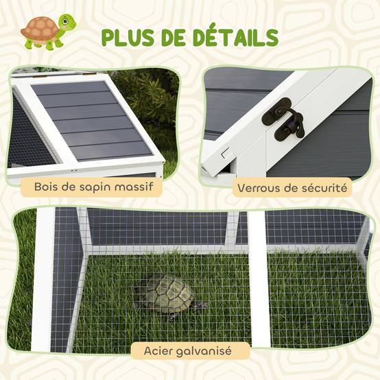 Enclos pour tortue bois gris 120 x 55 x 50 cm - PANGIVO - Image 10