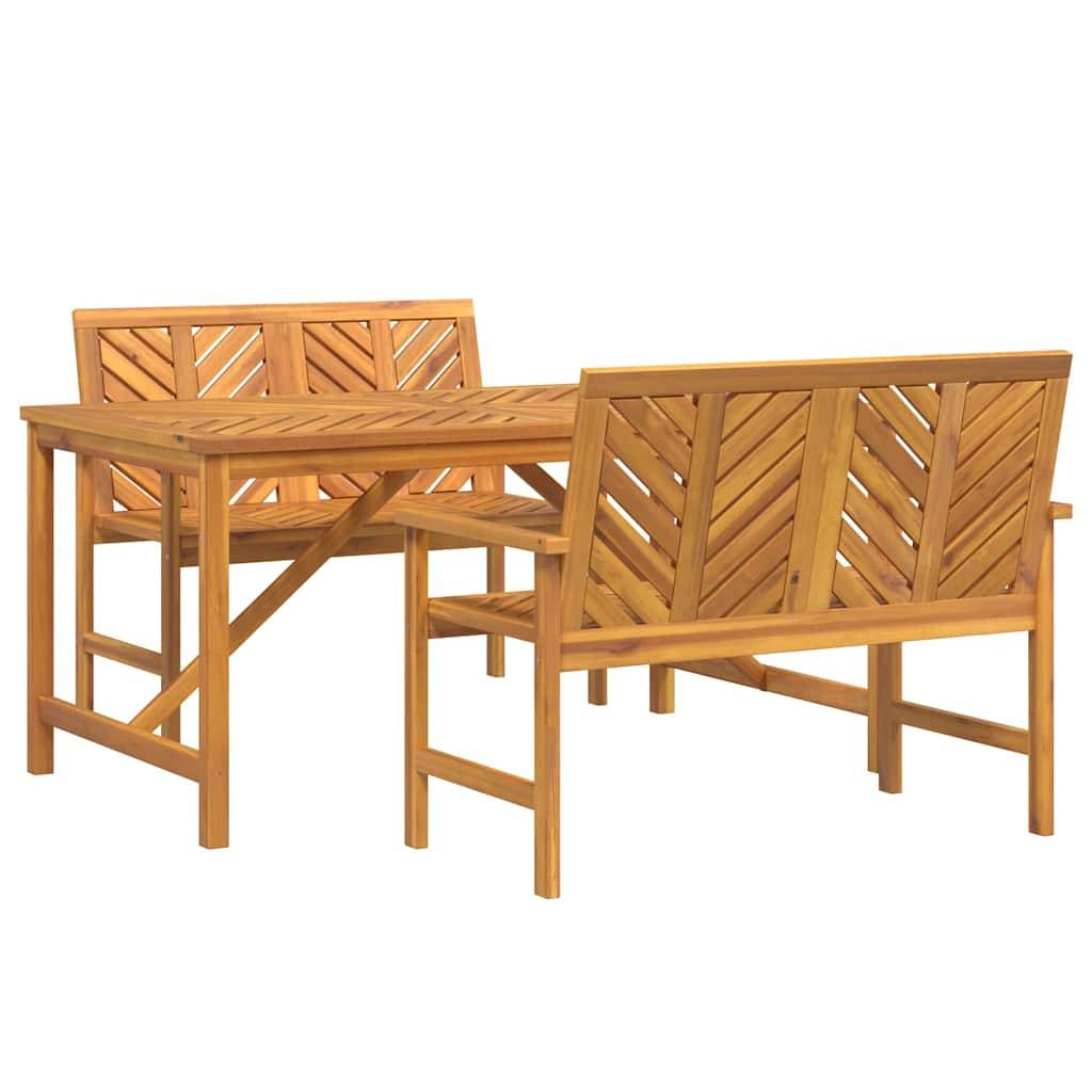 Ensemble de salle à manger jardin bois d'acacia massif huilé marron 150 x 90 x 74 cm (3 pièces), Poids :52.4kg - PANGIVO - Image 2