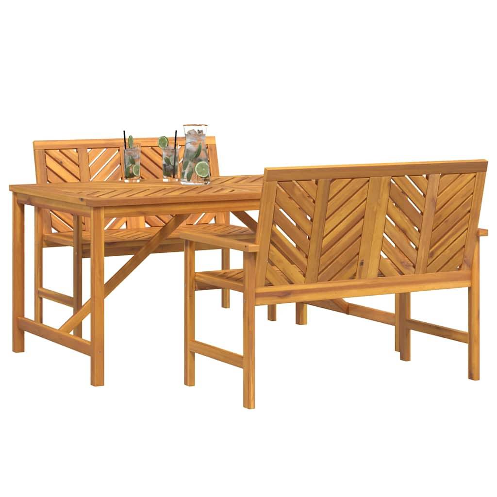 Ensemble de salle à manger jardin bois d'acacia massif huilé marron 150 x 90 x 74 cm (3 pièces), Poids :52.4kg - PANGIVO - Image 3