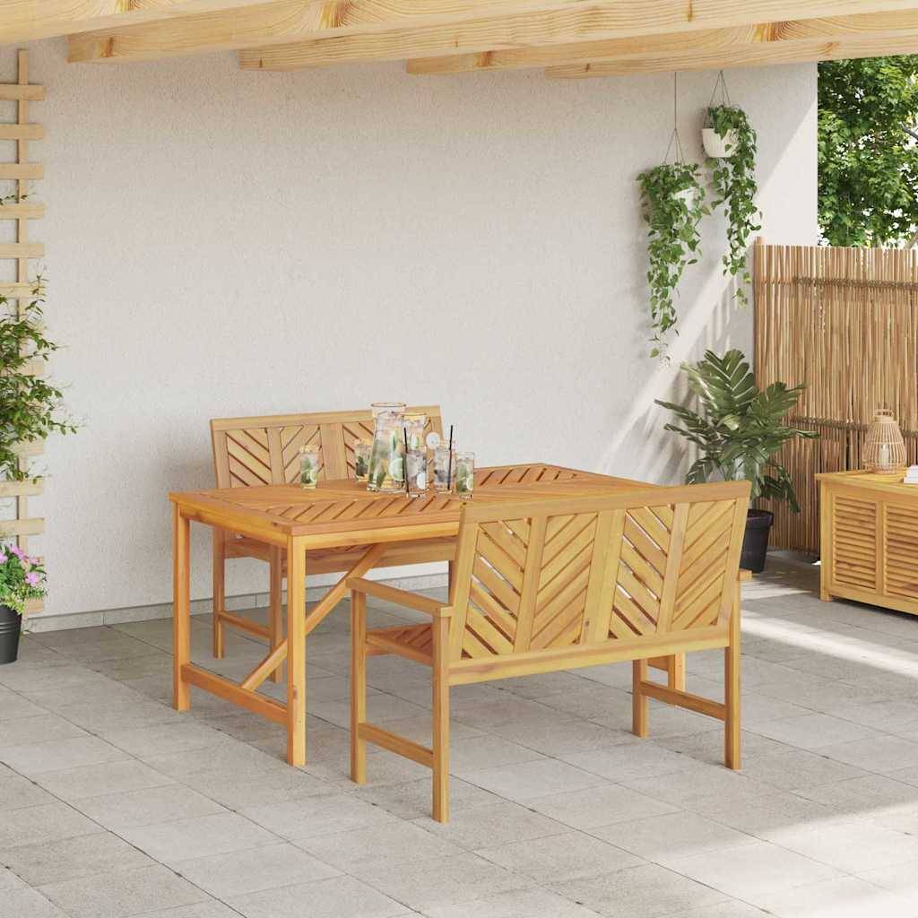 Ensemble de salle à manger jardin bois d'acacia massif huilé marron 150 x 90 x 74 cm (3 pièces), Poids :52.4kg - PANGIVO - Image 4