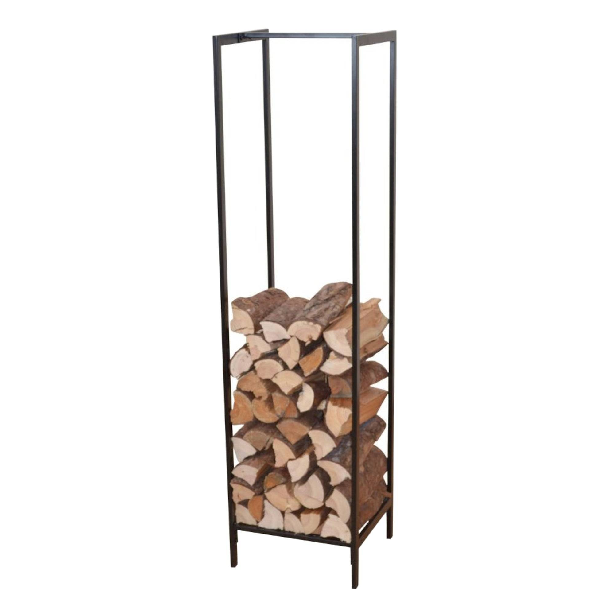 Helloshop26 - Range-bûches pour usage intérieur extérieur porte-bûches design support rangement bois de chauffage pour intérieur / extérieur 140 x 35 x 35 cm noir - Image 1
