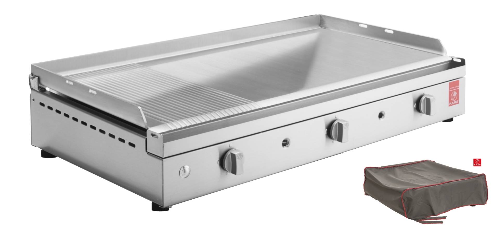 Plancha Planet - Plancha CHEF 80 Lisse Rainurée + Housse PLANET - Image 1