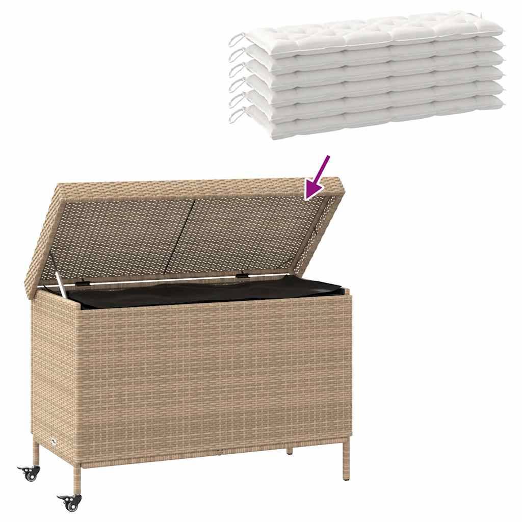 Coffre de Jardin Mobile Résine Tressée Imperméable avec Sac Intérieur pour Coussins Beige 110x55x73 cm – ComfortXL Outdoor Living - Image 7
