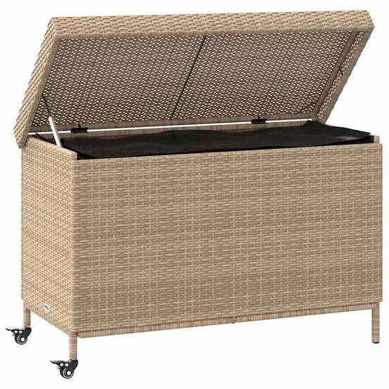 Coffre de Jardin Mobile Résine Tressée Imperméable avec Sac Intérieur pour Coussins Beige 110x55x73 cm – ComfortXL Outdoor Living - Image 3