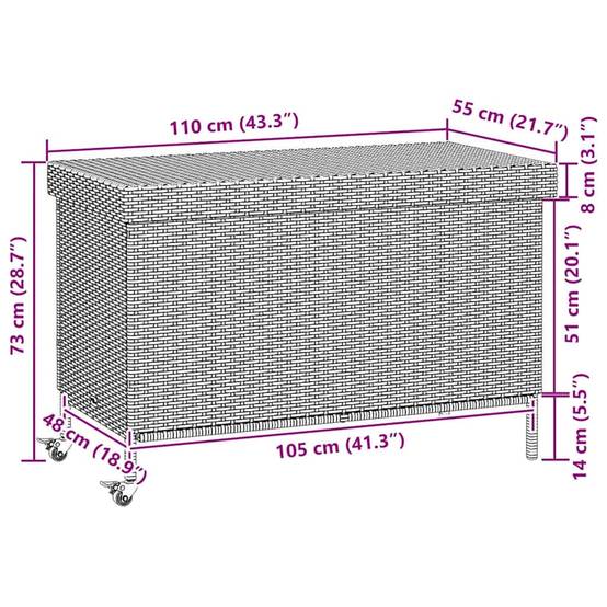 Coffre de Jardin Mobile Résine Tressée Imperméable avec Sac Intérieur pour Coussins Beige 110x55x73 cm – ComfortXL Outdoor Living - Image 5