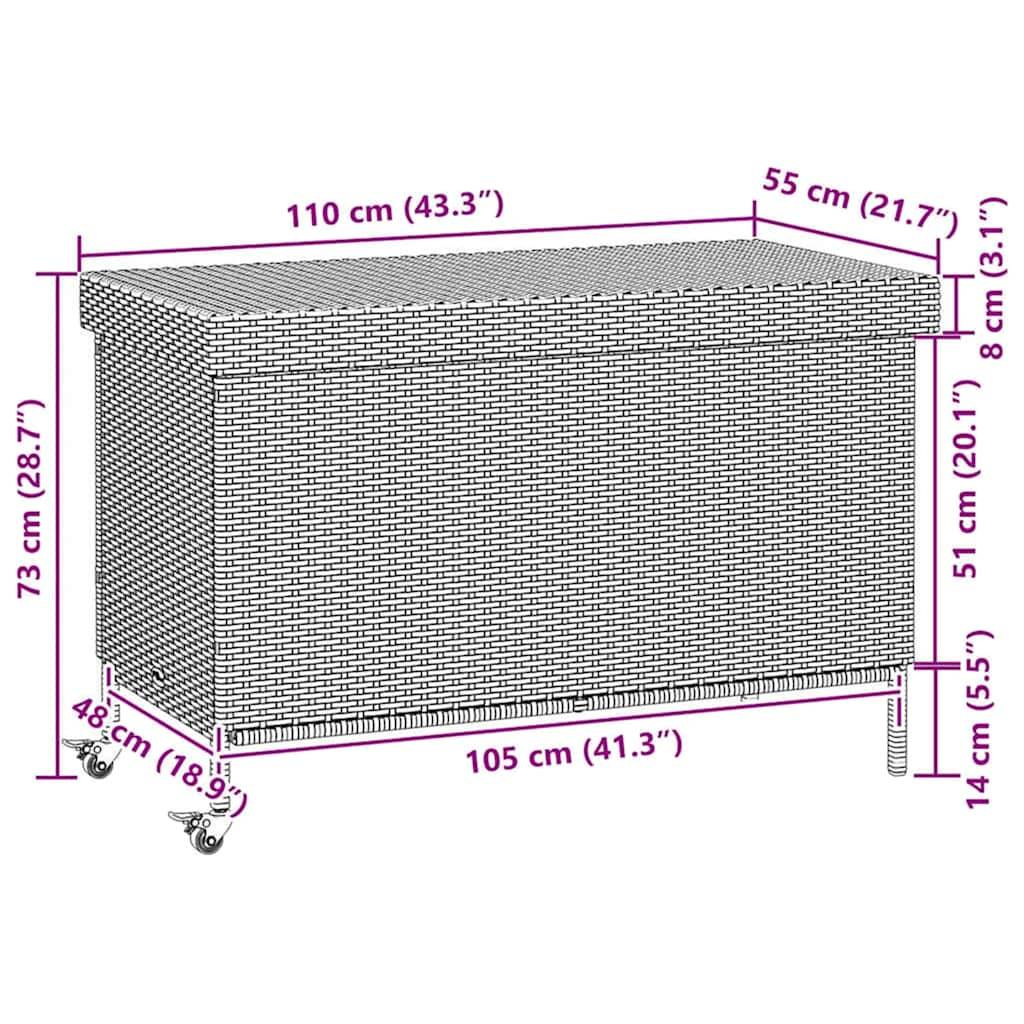 Coffre de Jardin Mobile Résine Tressée Imperméable avec Sac Intérieur pour Coussins Beige 110x55x73 cm – ComfortXL Outdoor Living - Image 5