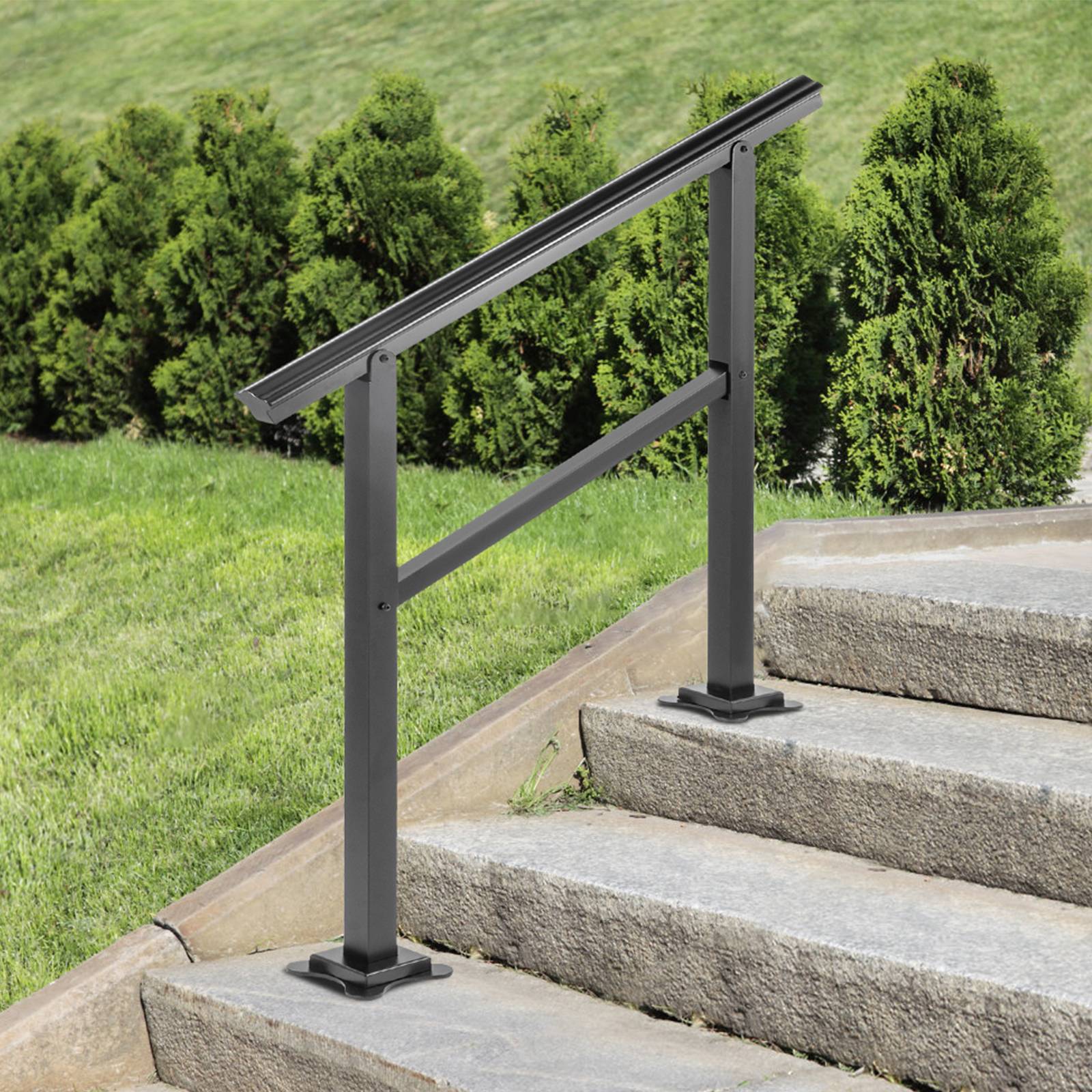 Vevor - VEVOR Main courante escalier aluminium 91x89.5cm réglable 0-30°, charge 75kg, pour 2-3 marches, jardin extérieur. - Image 8