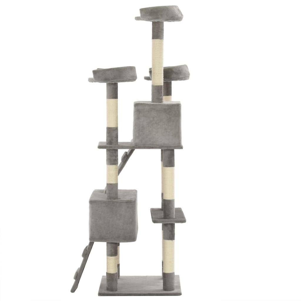 Helloshop26 - Arbre à chat griffoir grattoir niche jouet animaux peluché en sisal 170 cm gris - Image 3