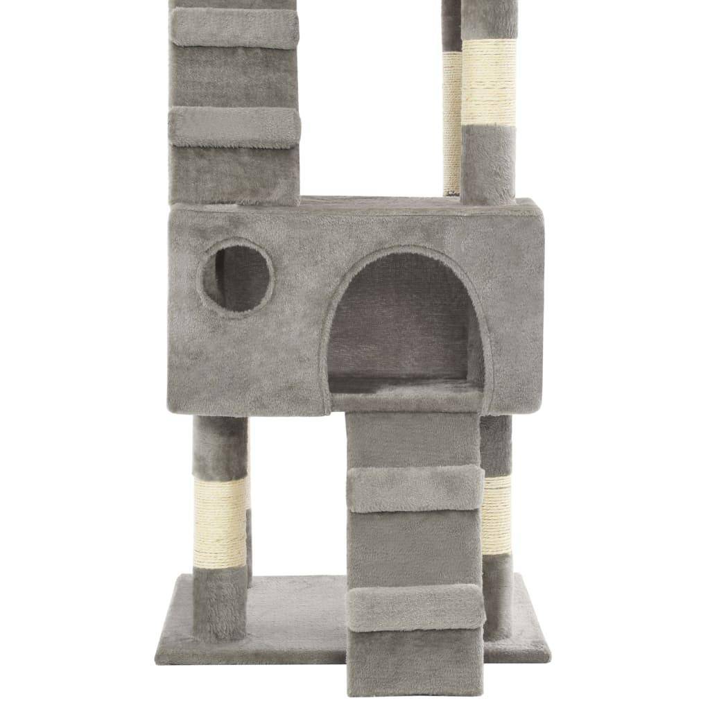 Helloshop26 - Arbre à chat griffoir grattoir niche jouet animaux peluché en sisal 170 cm gris - Image 6