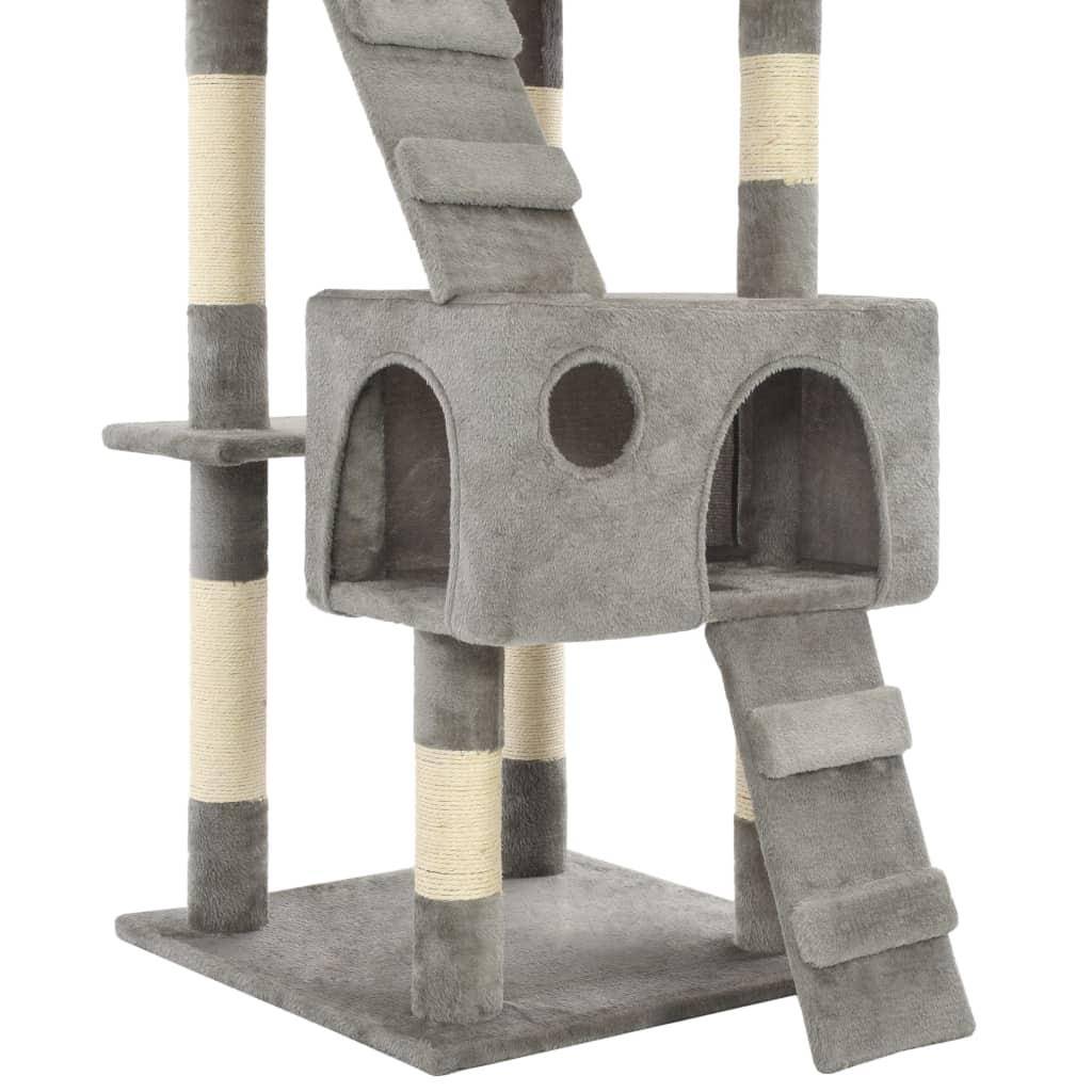 Helloshop26 - Arbre à chat griffoir grattoir niche jouet animaux peluché en sisal 170 cm gris - Image 5