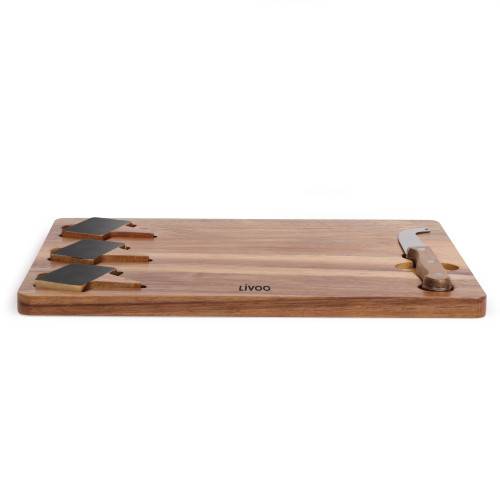 Livoo - Plateau à fromage avec couteau en bois d'acacia - Image 4