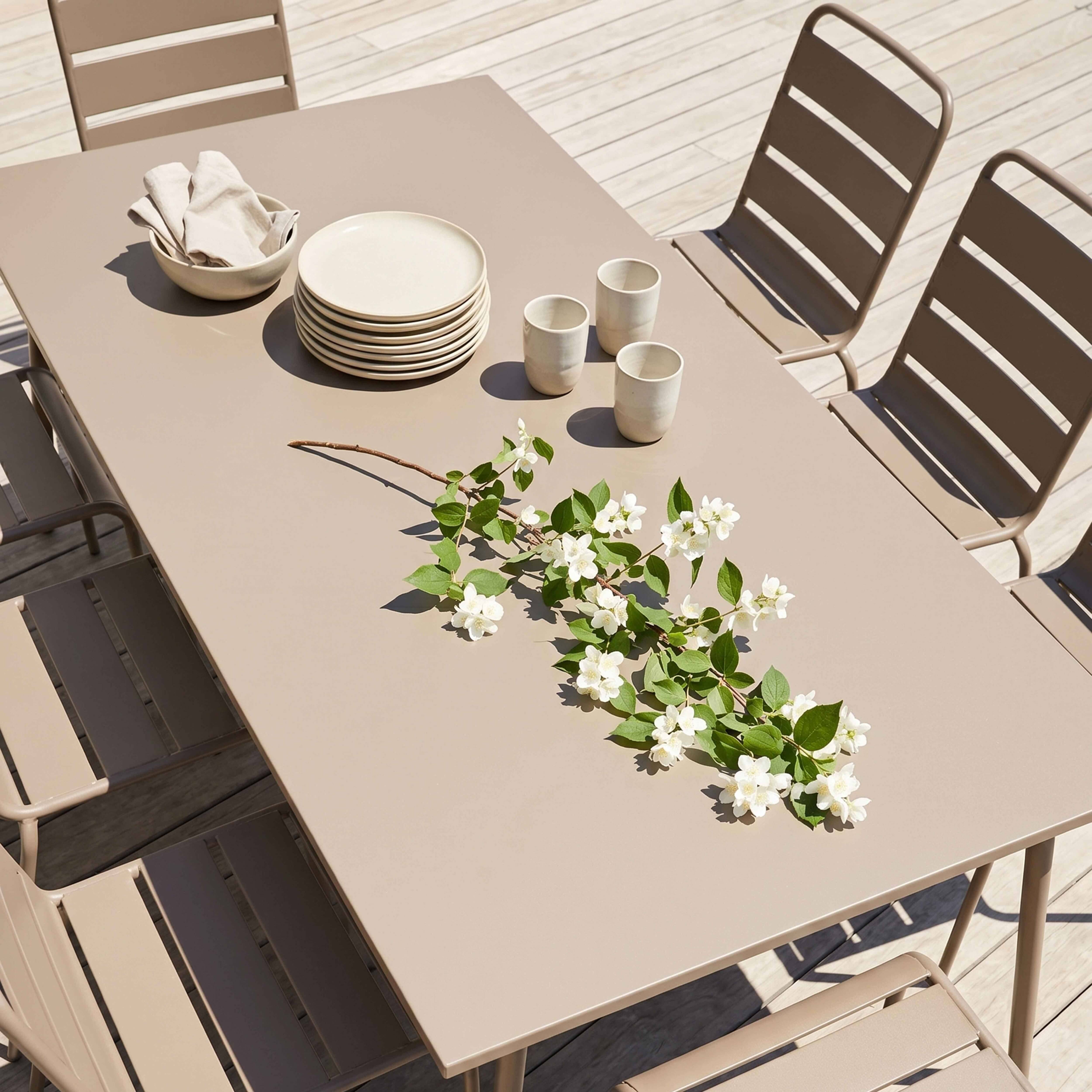 Oviala - Ensemble table de jardin et 8 chaises en métal taupe Palavas - Oviala - Image 3