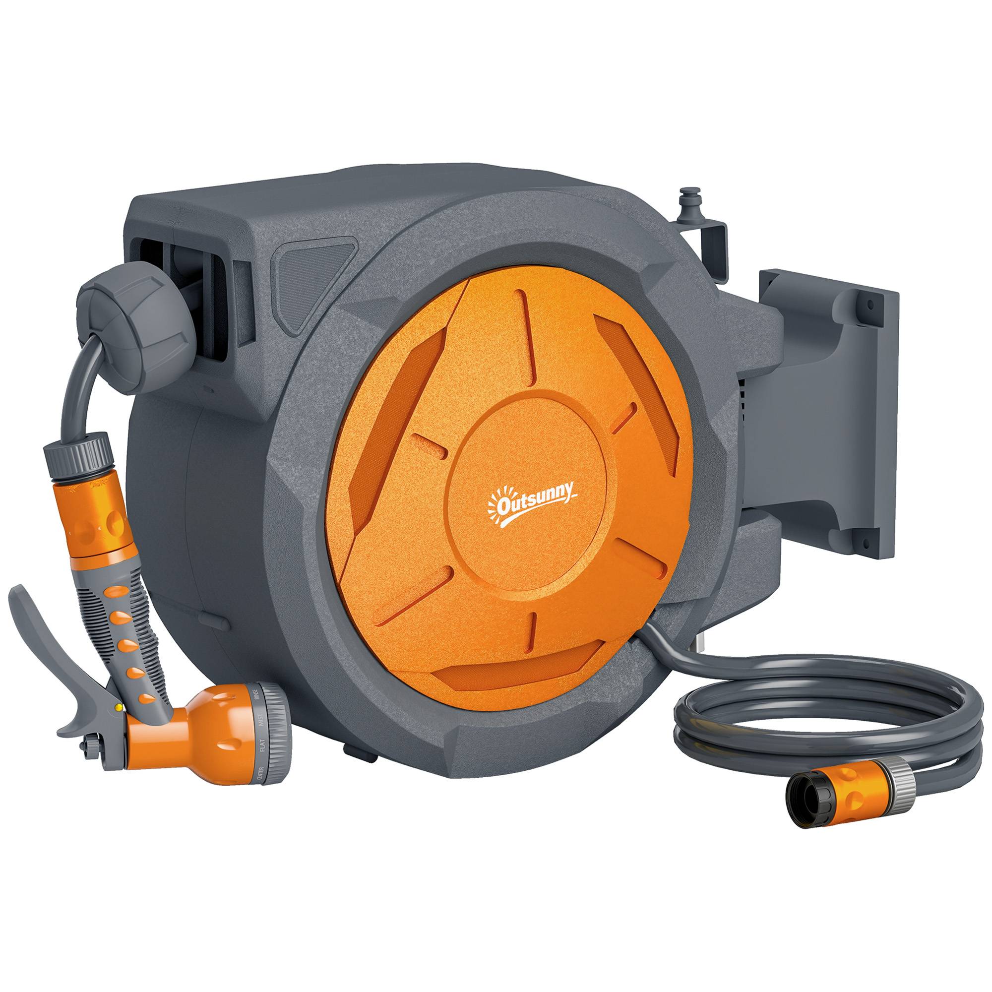ComfortXL - Enrouleur de tuyau d'arrosage mural automatique en PP orange 30 m Ø 15 mm pivotant à 180° pour jardin et terrasse - Image 2