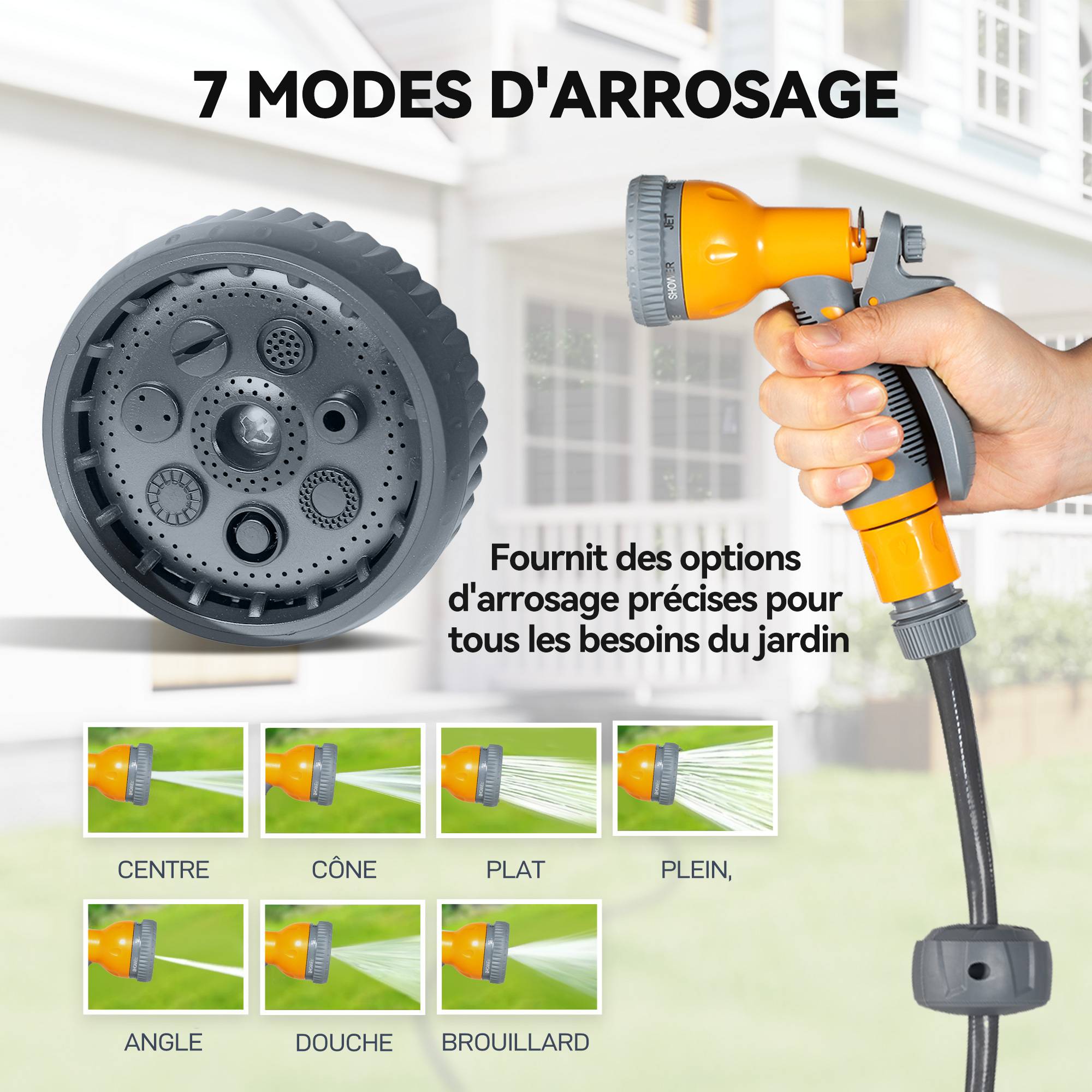 ComfortXL - Enrouleur de tuyau d'arrosage mural automatique en PP orange 30 m Ø 15 mm pivotant à 180° pour jardin et terrasse - Image 7