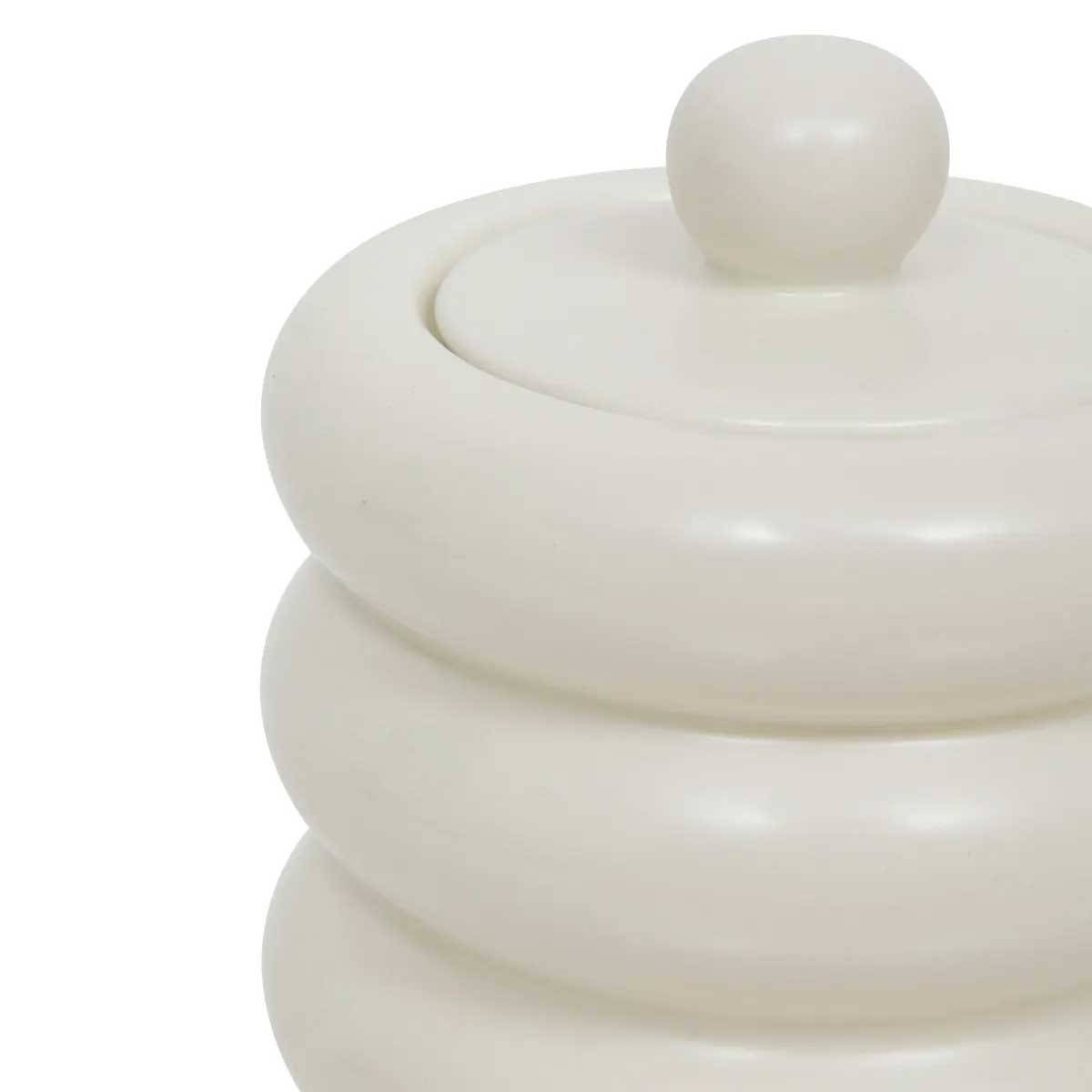 Boîte Déco en Céramique "Mike" 14cm Blanc - Image 3