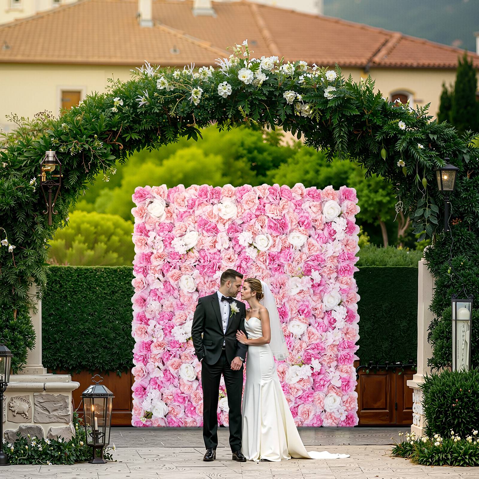 VEVOR Panneau mural décoratif floral 12pcs, 38x38cm, 3D, mariage, rose. - Image 8