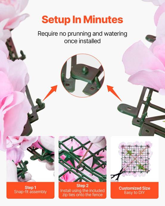 VEVOR Panneau mural décoratif floral 12pcs, 38x38cm, 3D, mariage, rose. - Image 4