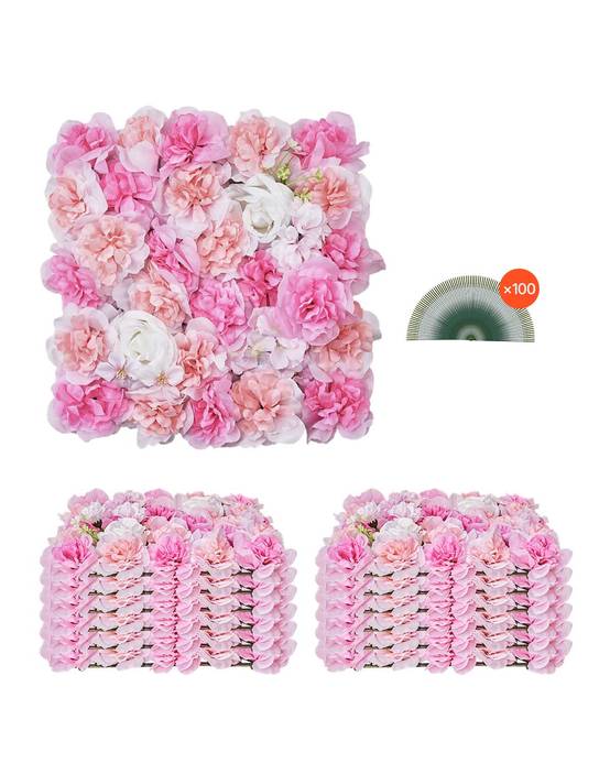 VEVOR Panneau mural décoratif floral 12pcs, 38x38cm, 3D, mariage, rose. - Image 1