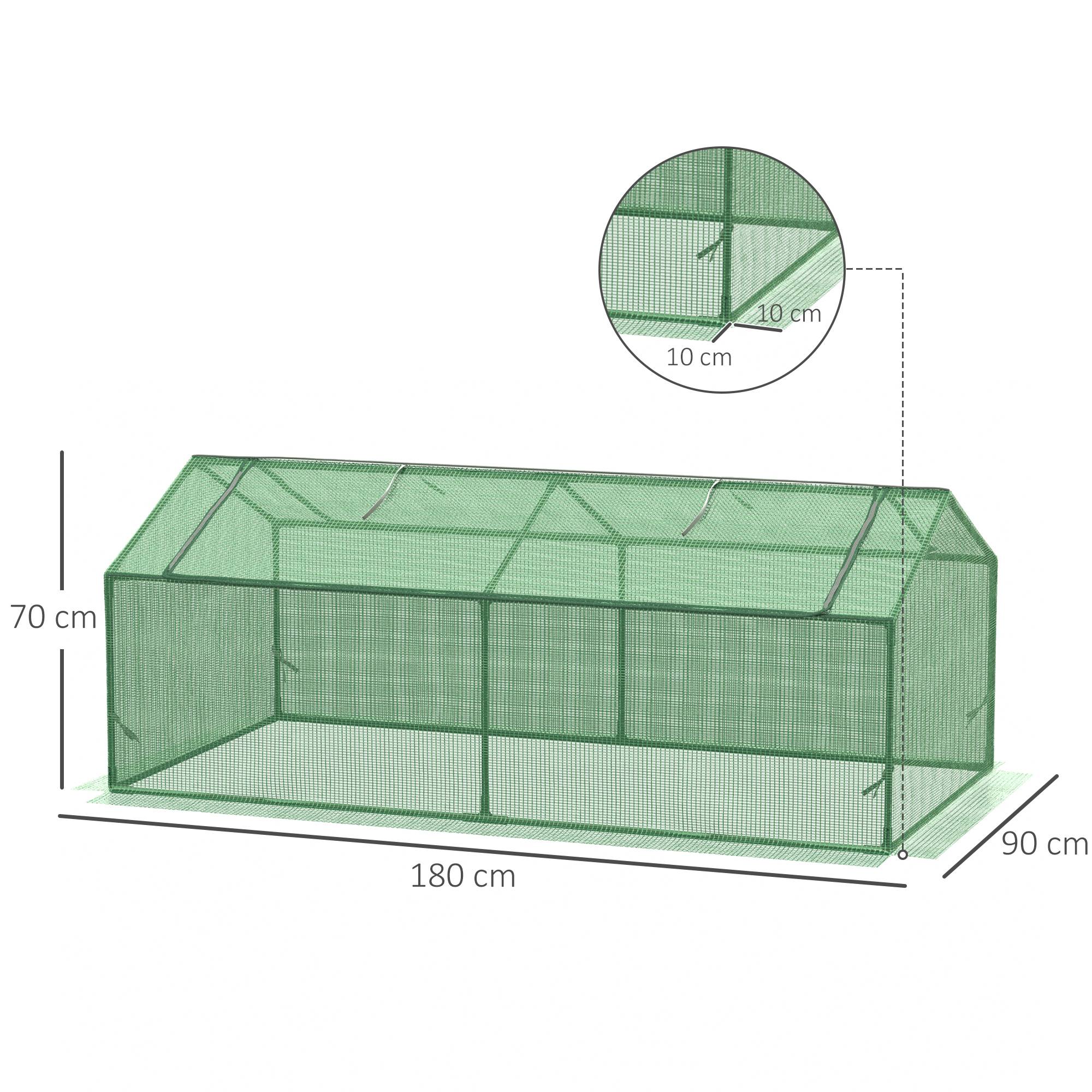 Mini serre balcon métal PE plantes légumes protection hivernage 180x90x70cm vert - ComfortXL Outdoor Living - Image 5