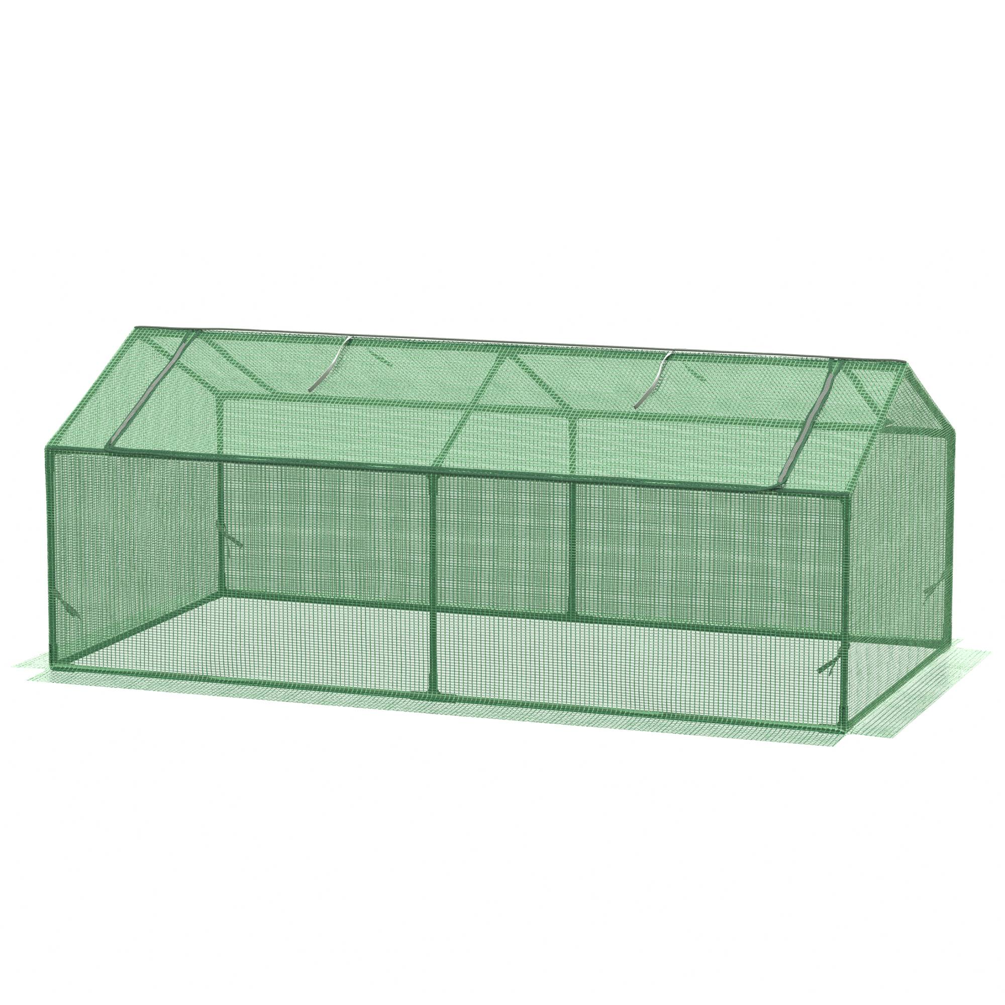 Mini serre balcon métal PE plantes légumes protection hivernage 180x90x70cm vert - ComfortXL Outdoor Living - Image 2