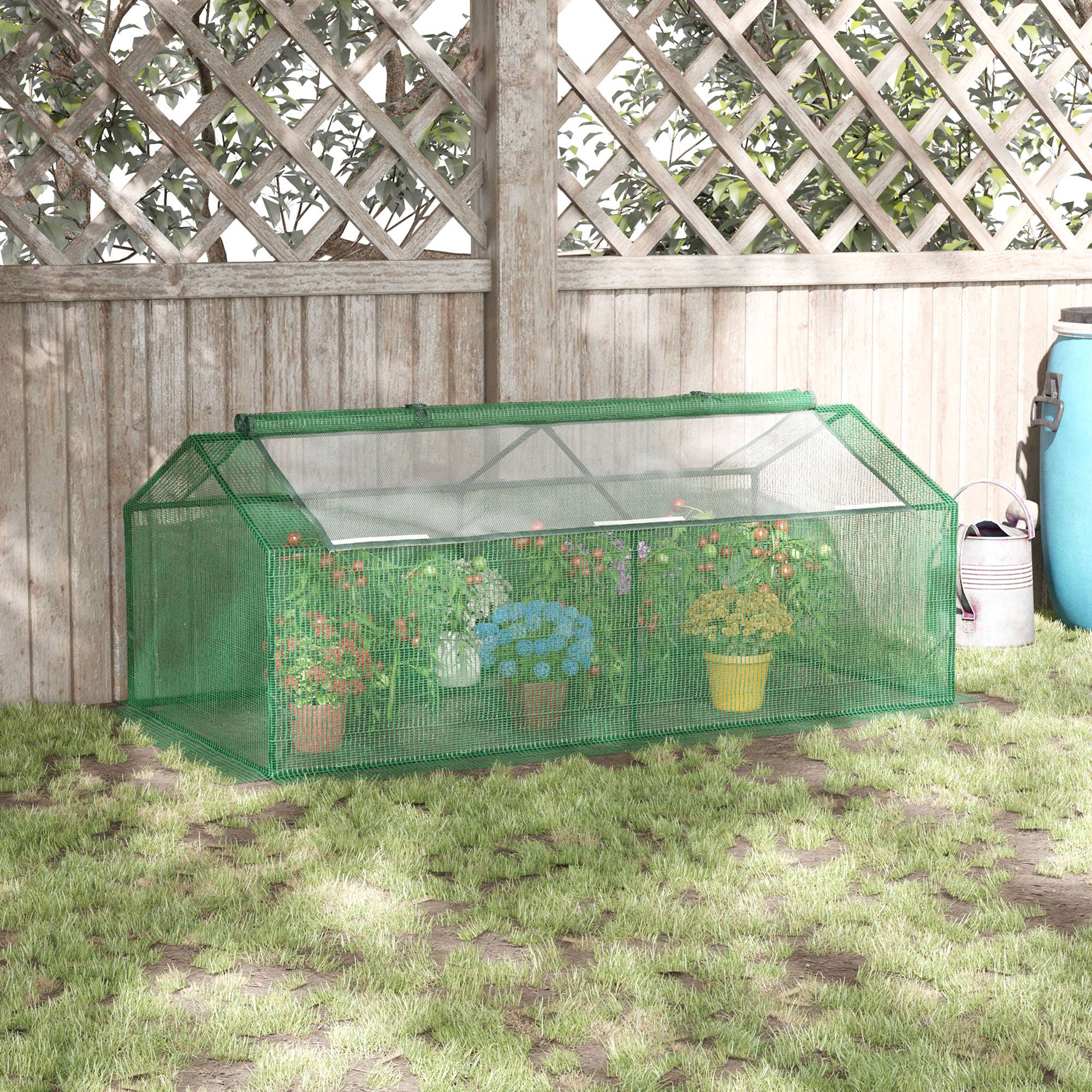 Mini serre balcon métal PE plantes légumes protection hivernage 180x90x70cm vert - ComfortXL Outdoor Living - Image 4