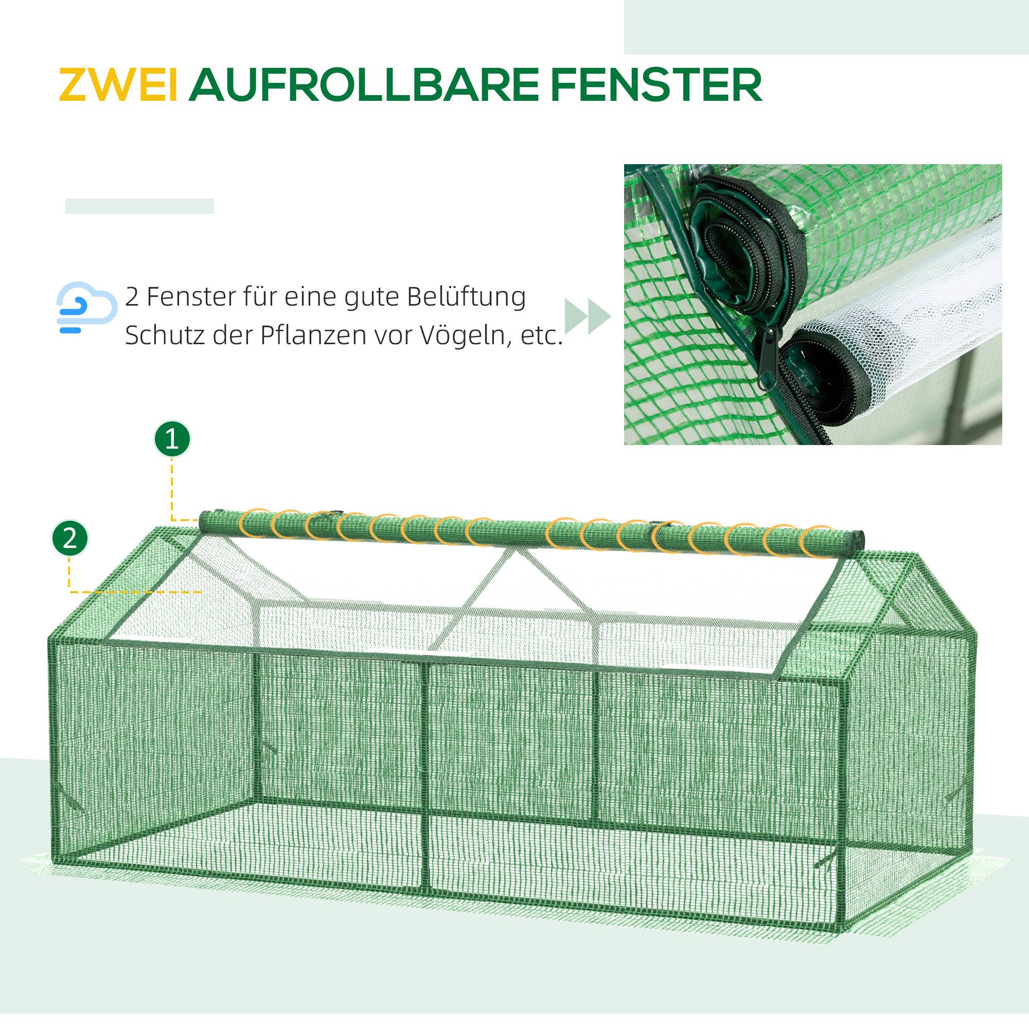 Mini serre balcon métal PE plantes légumes protection hivernage 180x90x70cm vert - ComfortXL Outdoor Living - Image 7