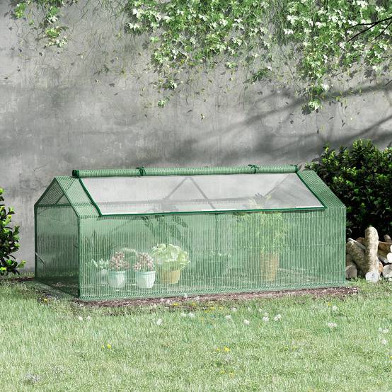 Mini serre balcon métal PE plantes légumes protection hivernage 180x90x70cm vert - ComfortXL Outdoor Living - Image 3