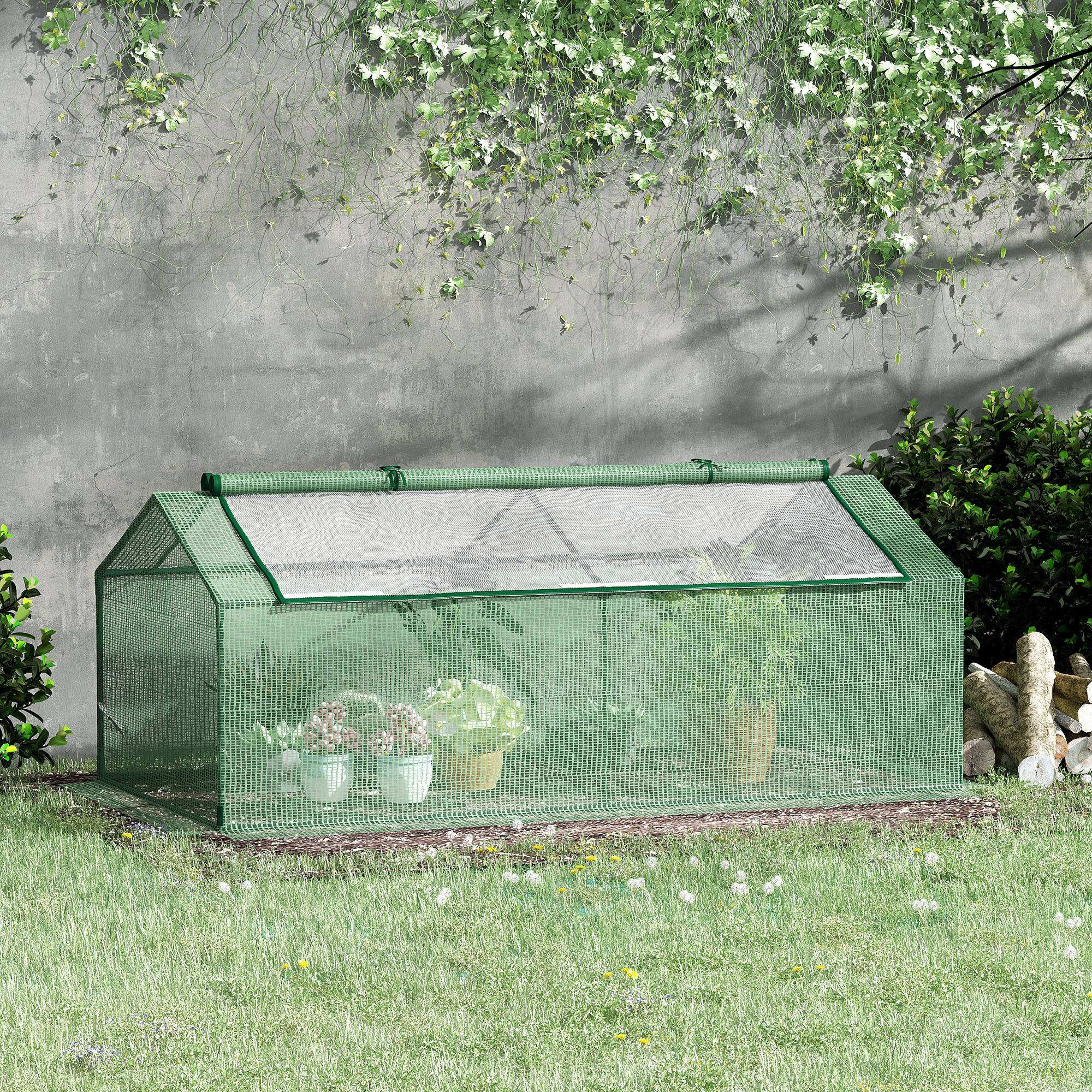 Mini serre balcon métal PE plantes légumes protection hivernage 180x90x70cm vert - ComfortXL Outdoor Living - Image 3